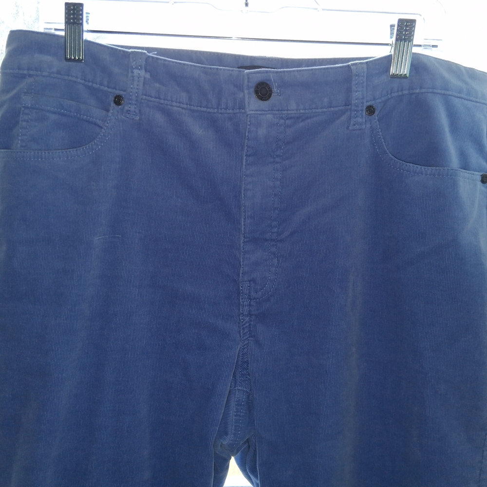 Talbots Light Blue Corduroy Straight Leg Curvy Women's Pant Size 14P Classic Fit